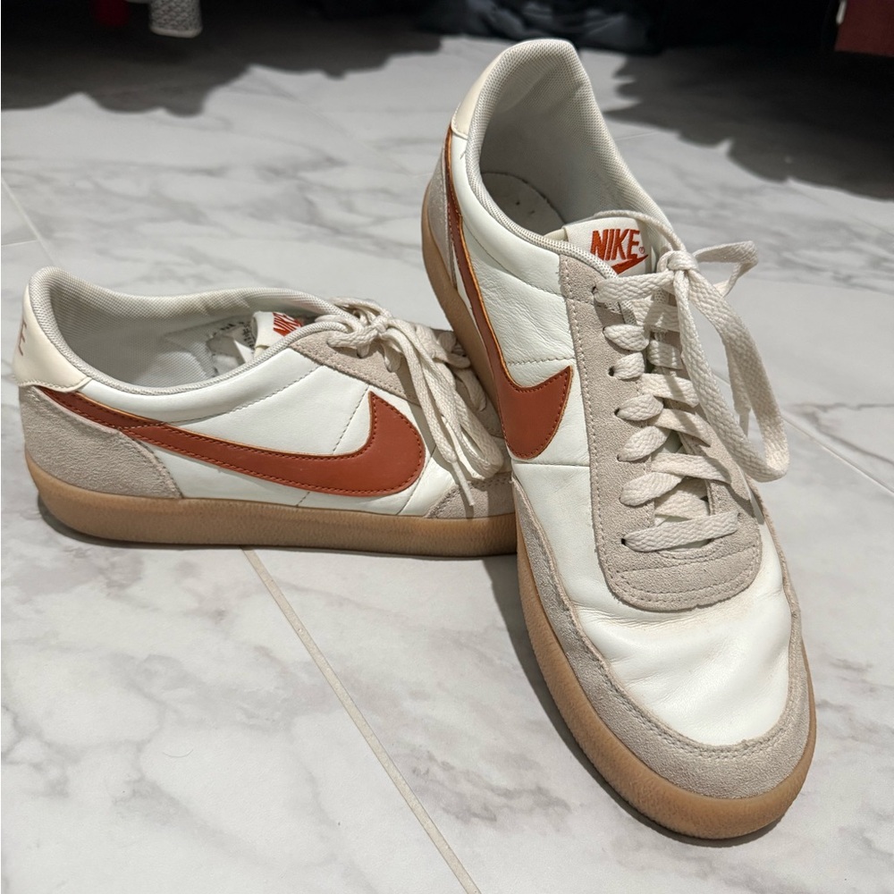 Nike White and Orange Retro Sneakers